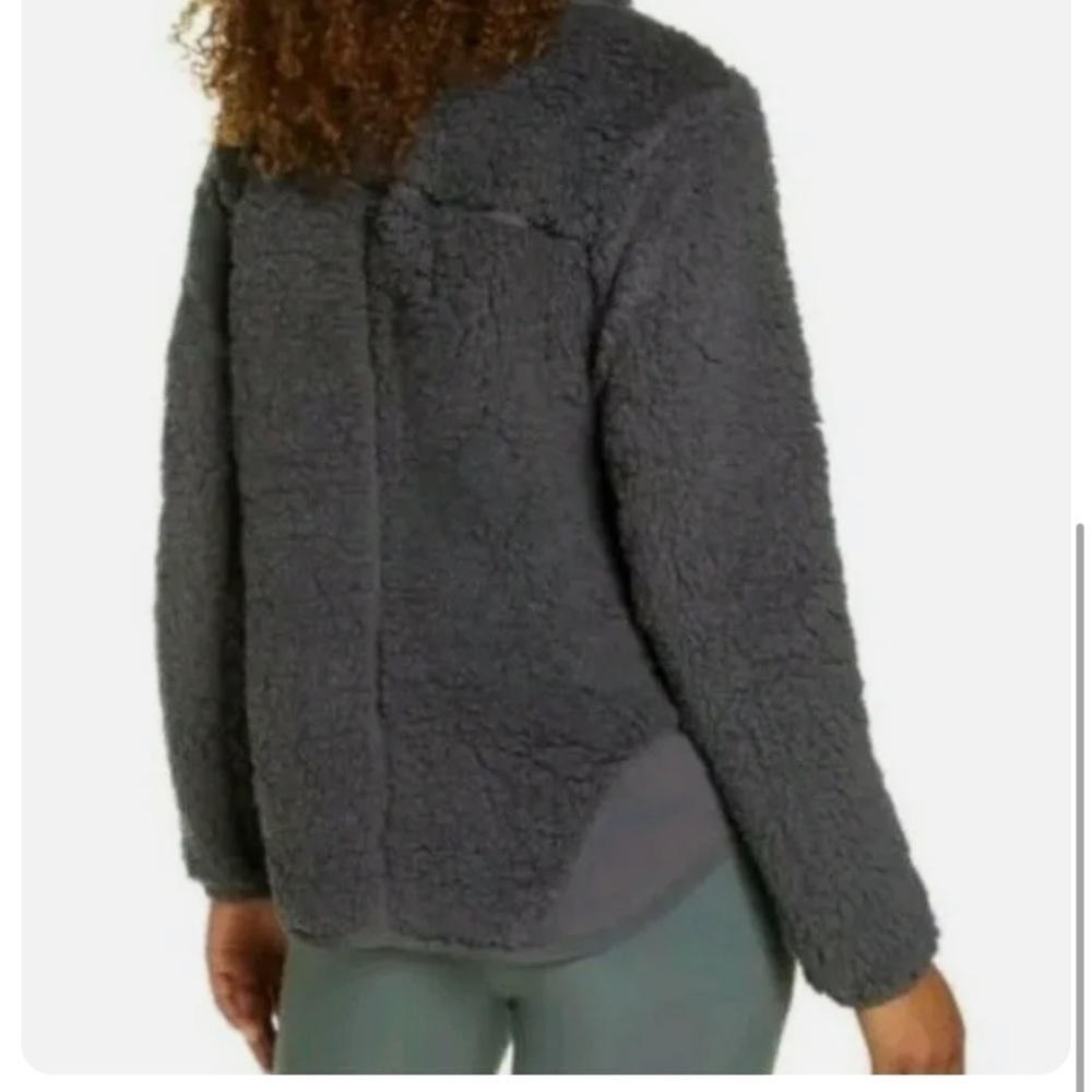 Zella Faux Shearling Pullover Jacket Mix it Up 1/2 Zip Gray S - Picture 2 of 6